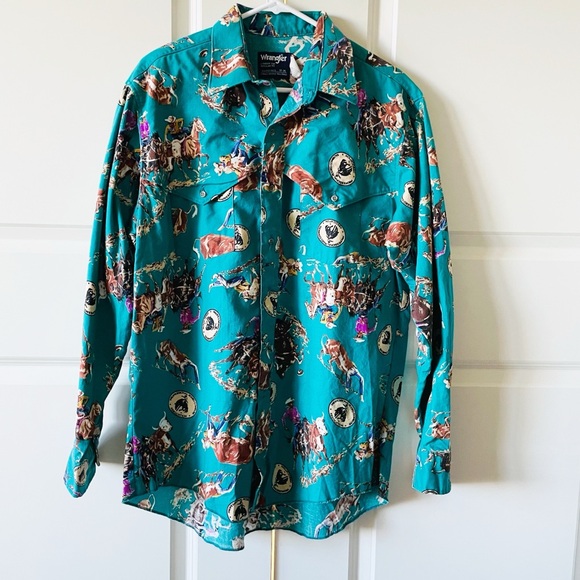 Wrangler | Shirts | Vintage Wrangler Western Cowboy Bull Riding Rodeo ...